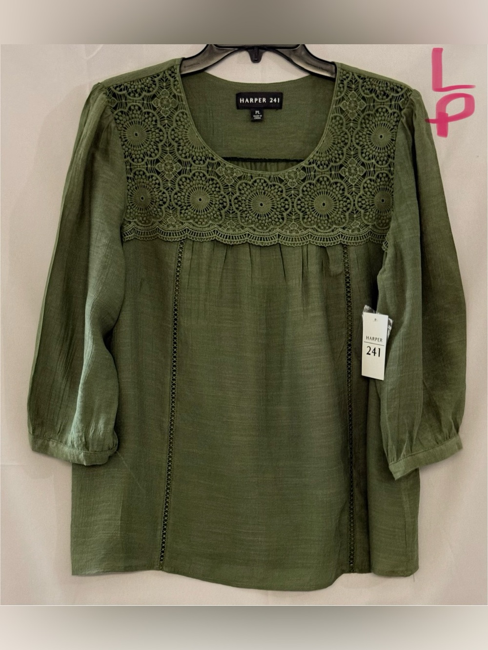 Harper Olive Crochet Yoke Tunic